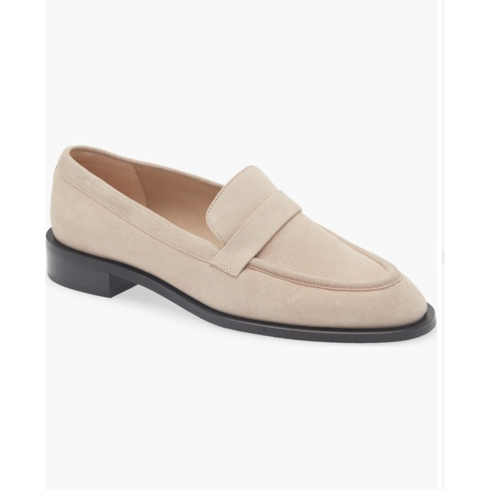 Stuart Weitzman Palmer Loafer in Sabbia Cream Suede Size 10B